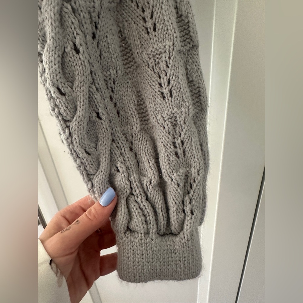 Grey Cable Knit Women's Sweater - Picture 3 of 7